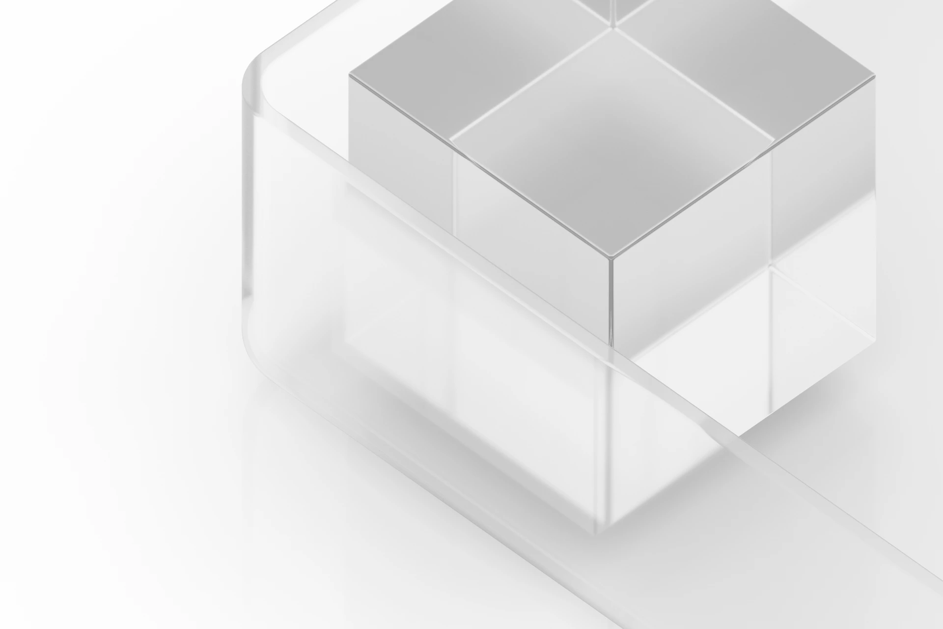 A white box with a silver lid on a white background