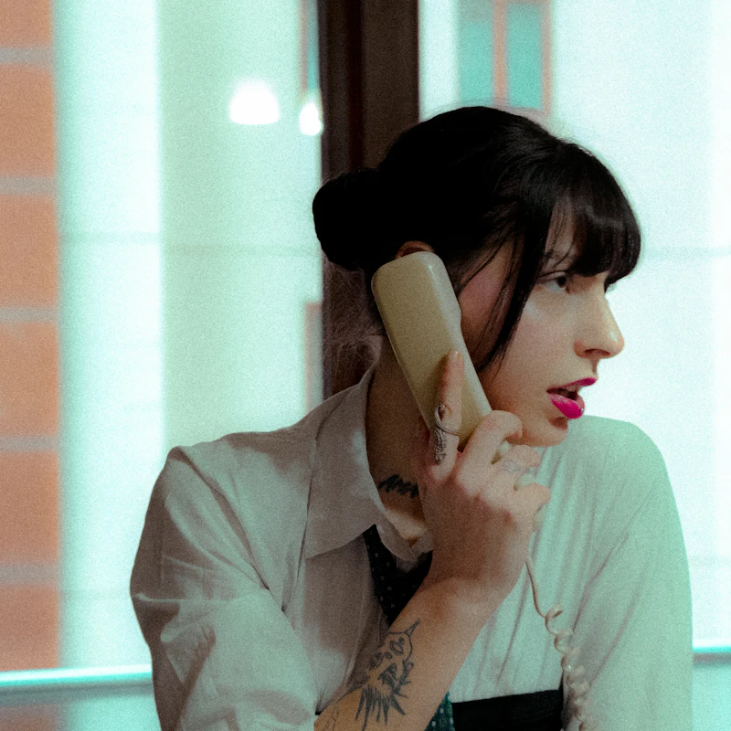 A woman on a phone call
