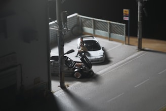 A car is parked on the side of the road