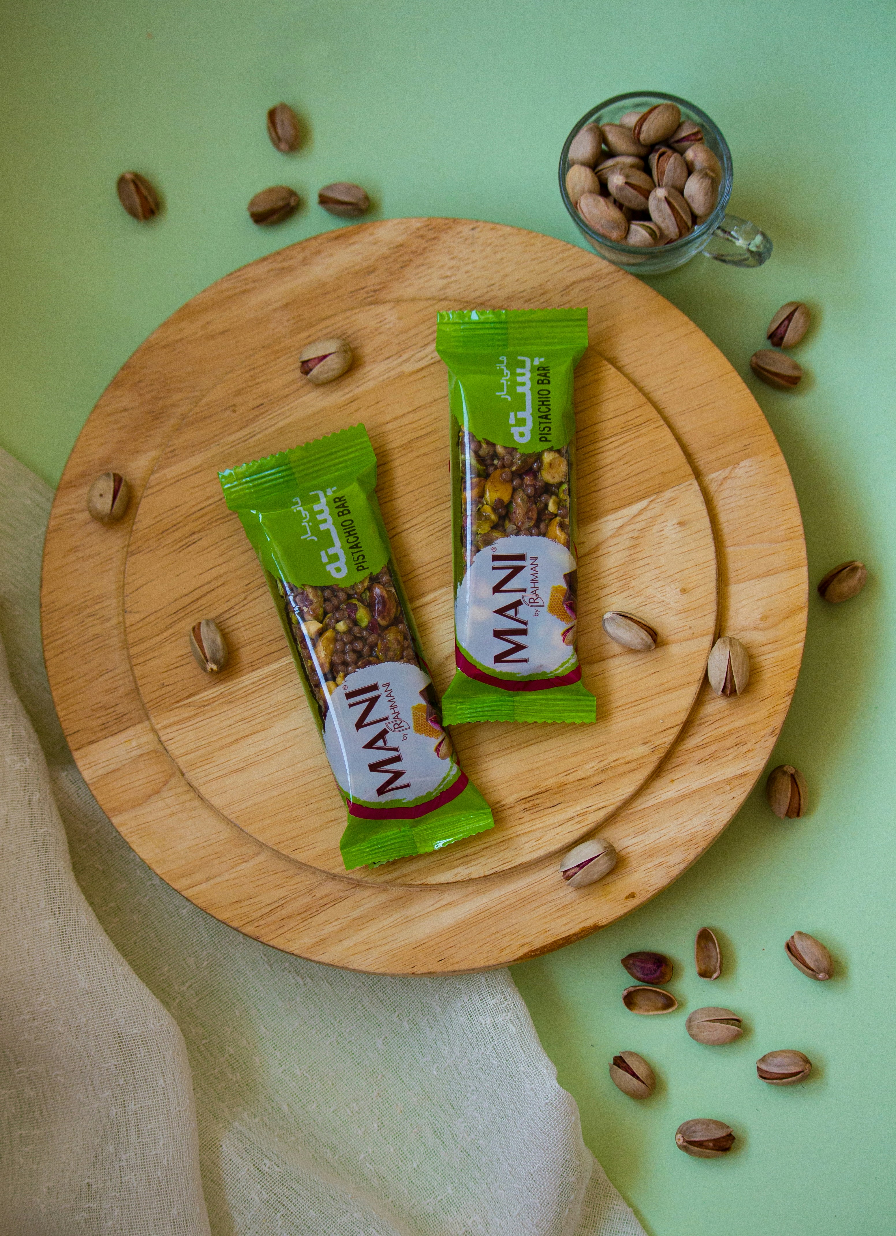 A couple of bars sitting on top of a wooden plate
