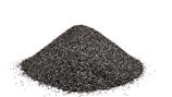 A pile of black sand on a white background