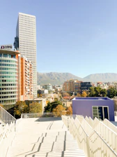 A view of a city from the top of a building