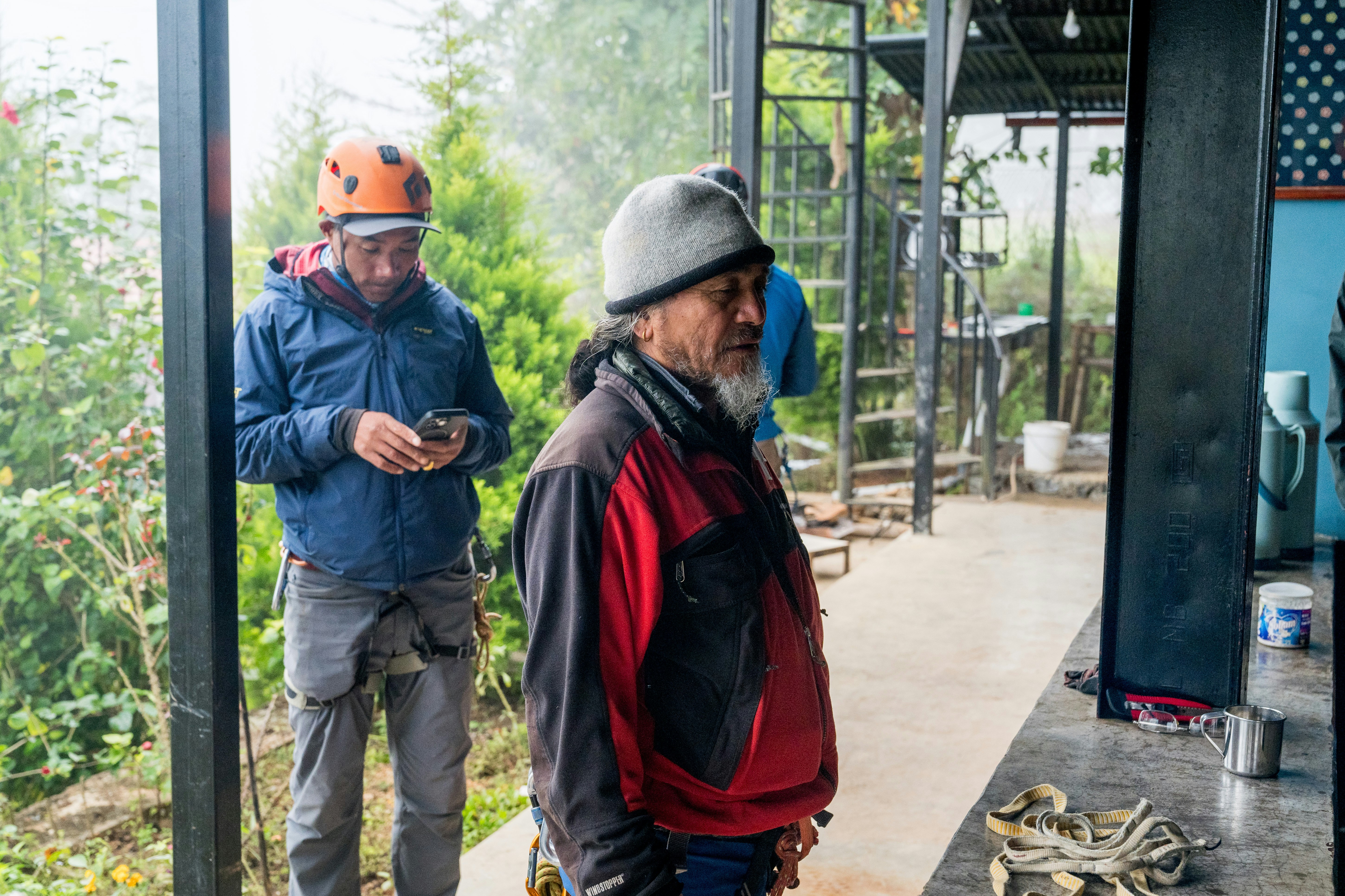 Electrician discussing a project with a homeowner