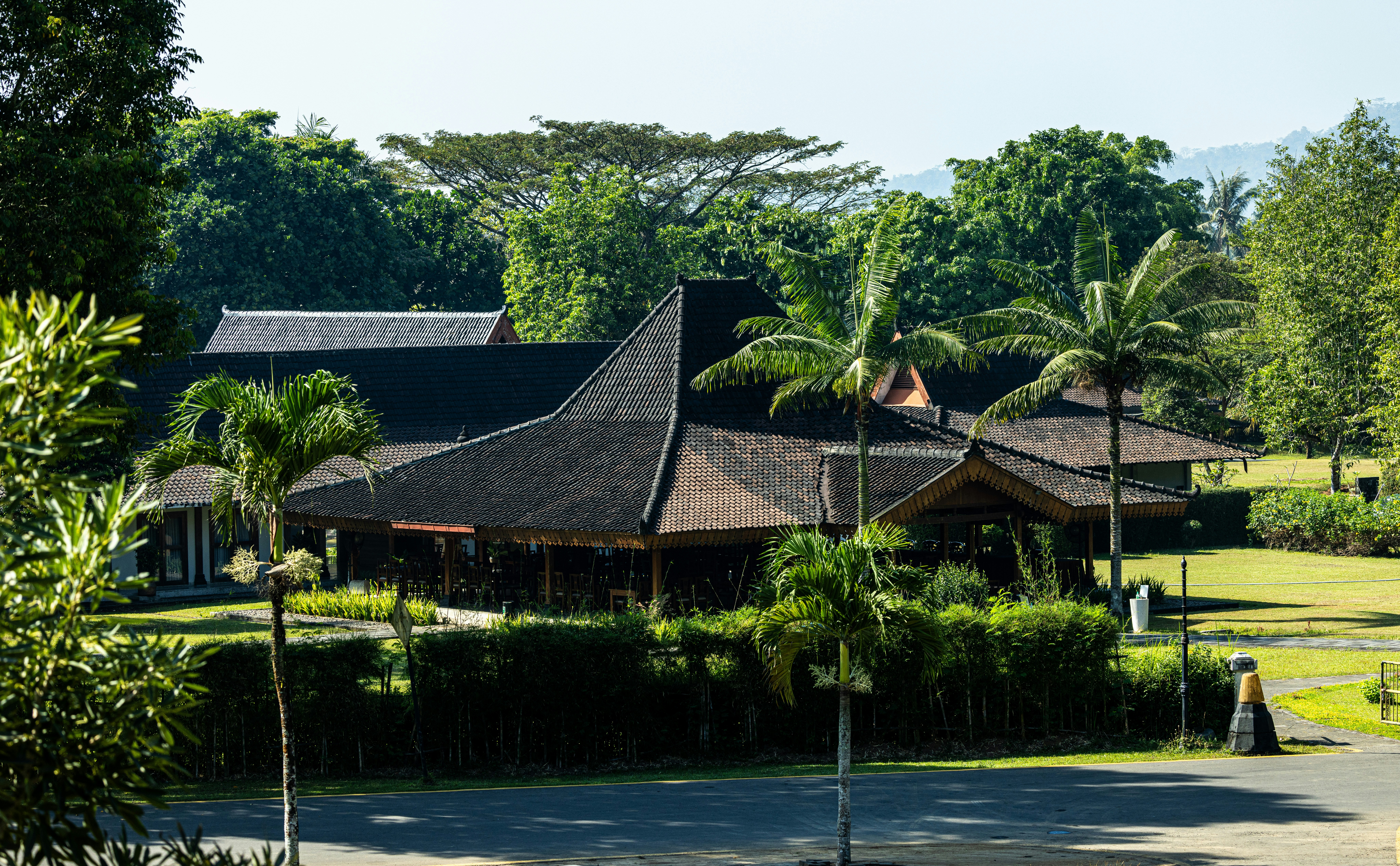 Resort building with black roof