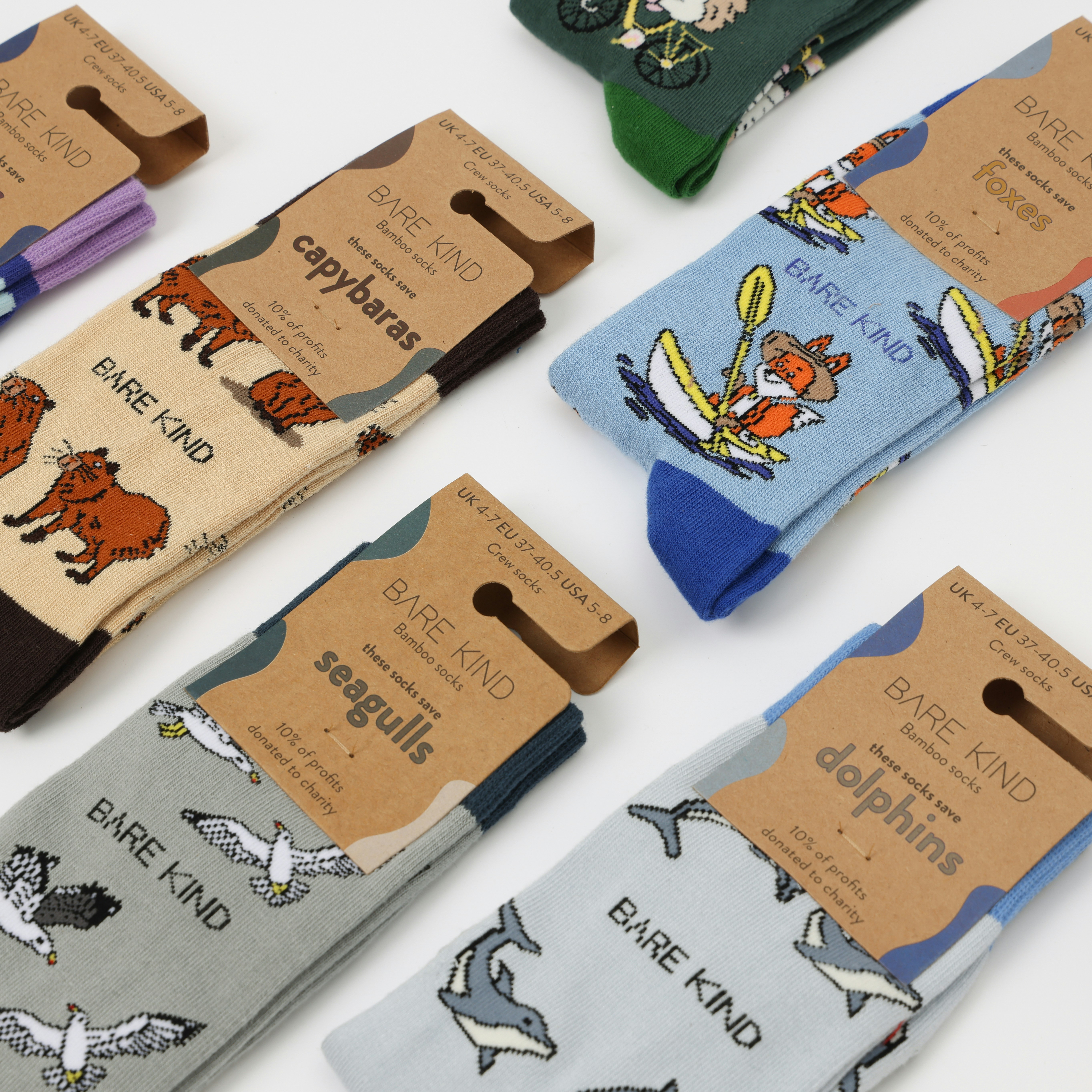 A bunch of socks that are sitting on a table