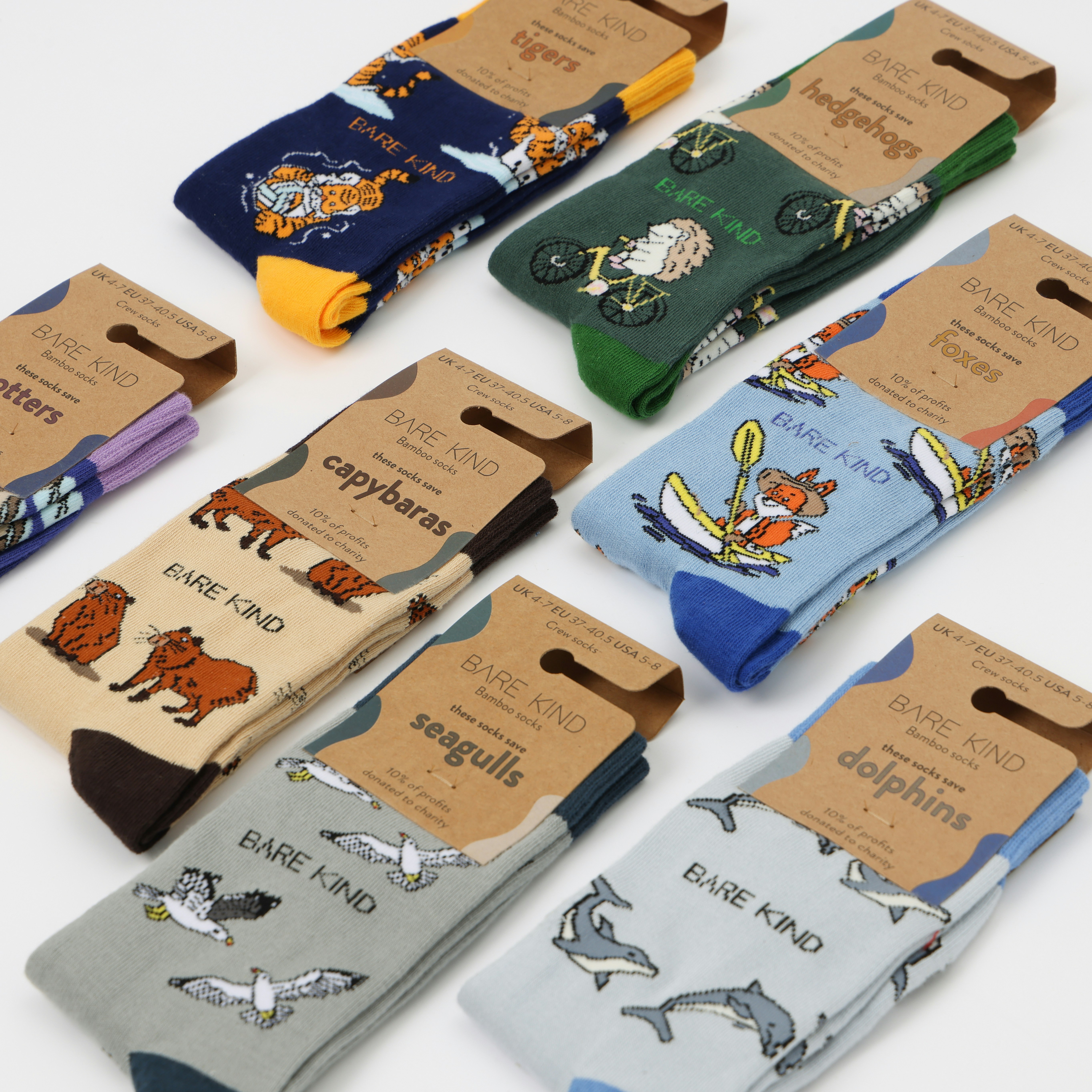 A bunch of socks that are sitting on a table