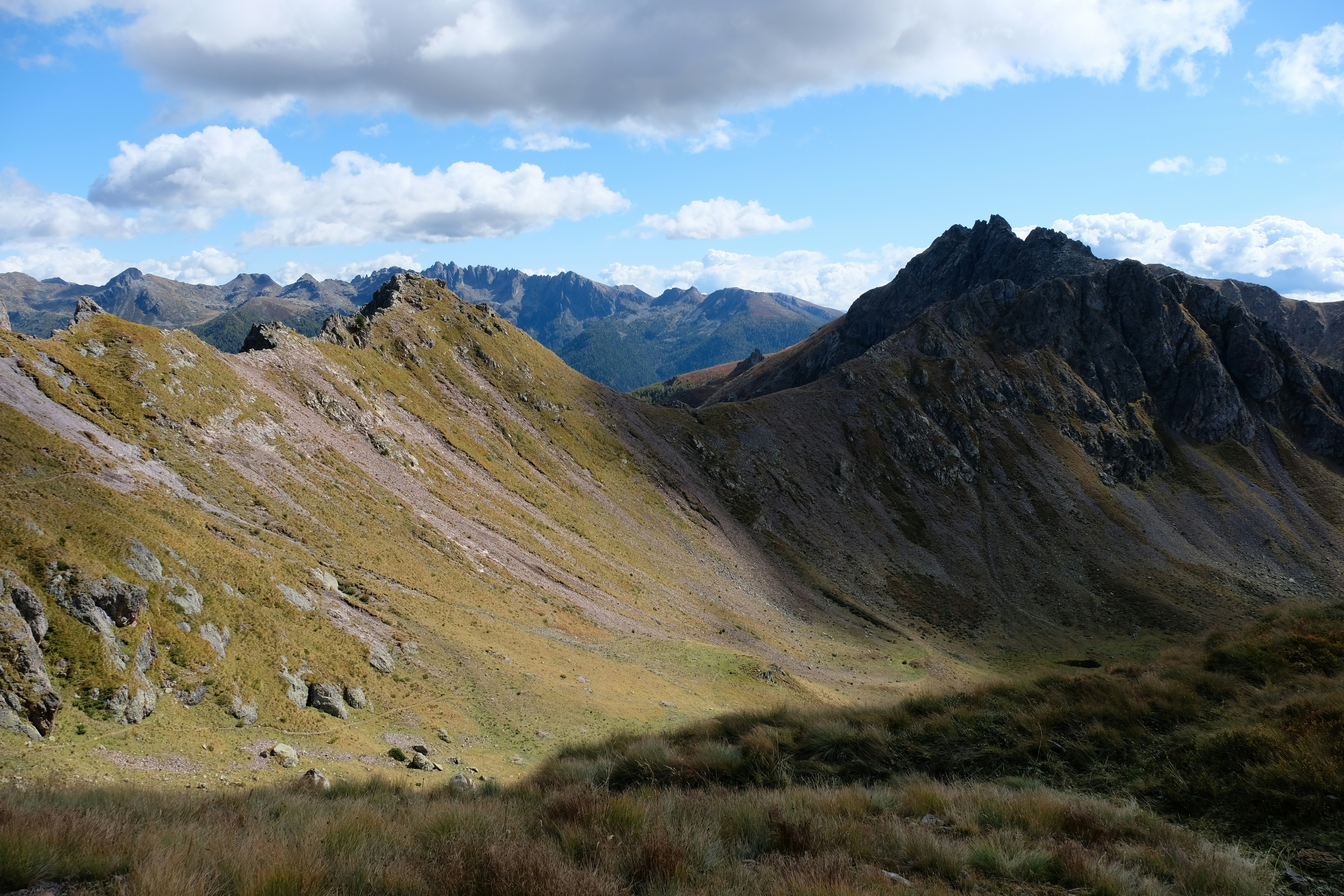 A view of a mountain range from a distance
