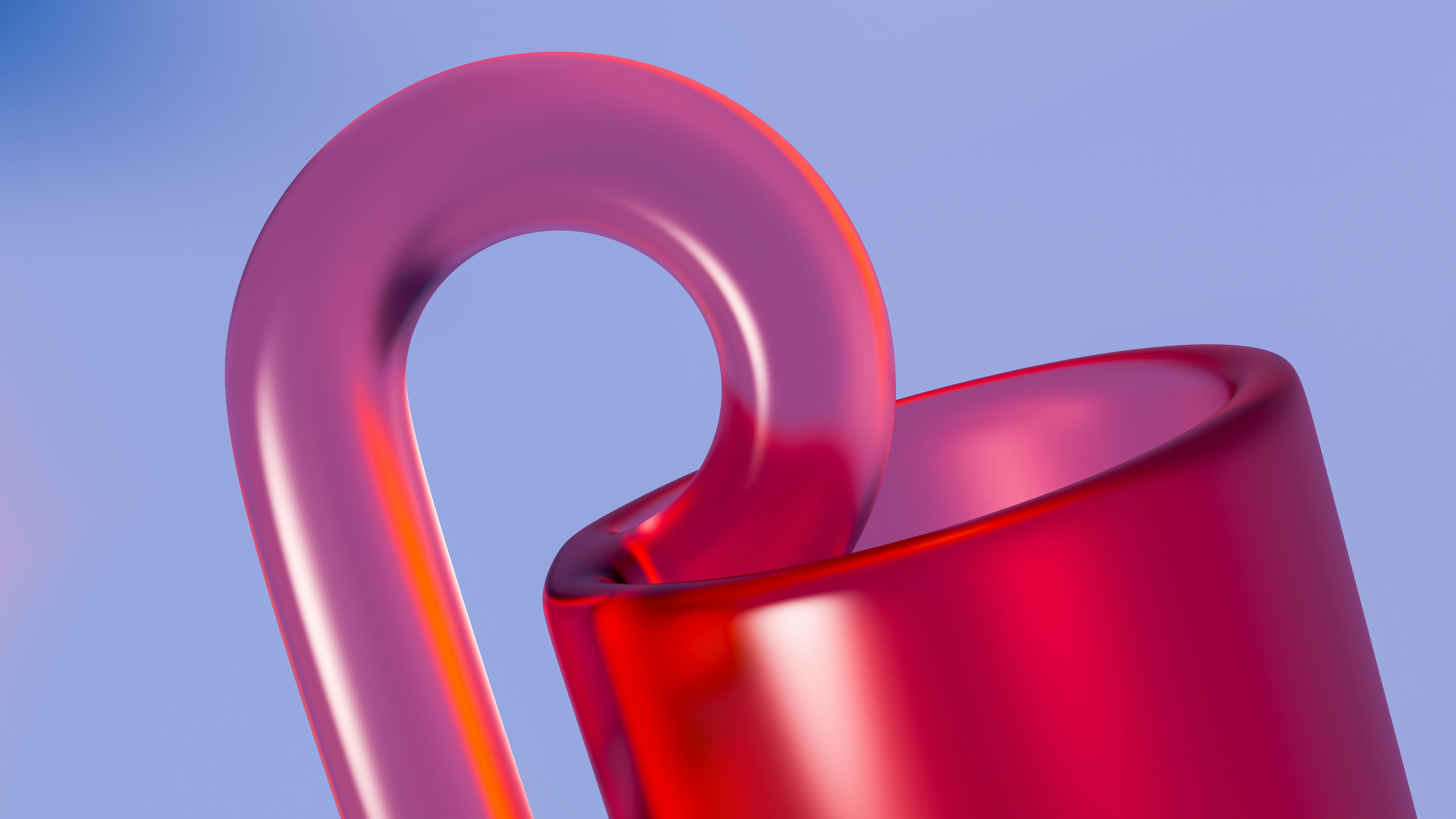 A red cup with a handle on a blue background