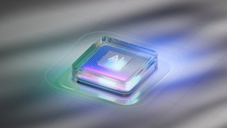 A square shaped object with a blue and white background