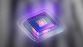 A square object with a purple light coming out of it