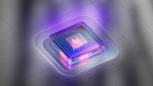 A square object with a purple light coming out of it