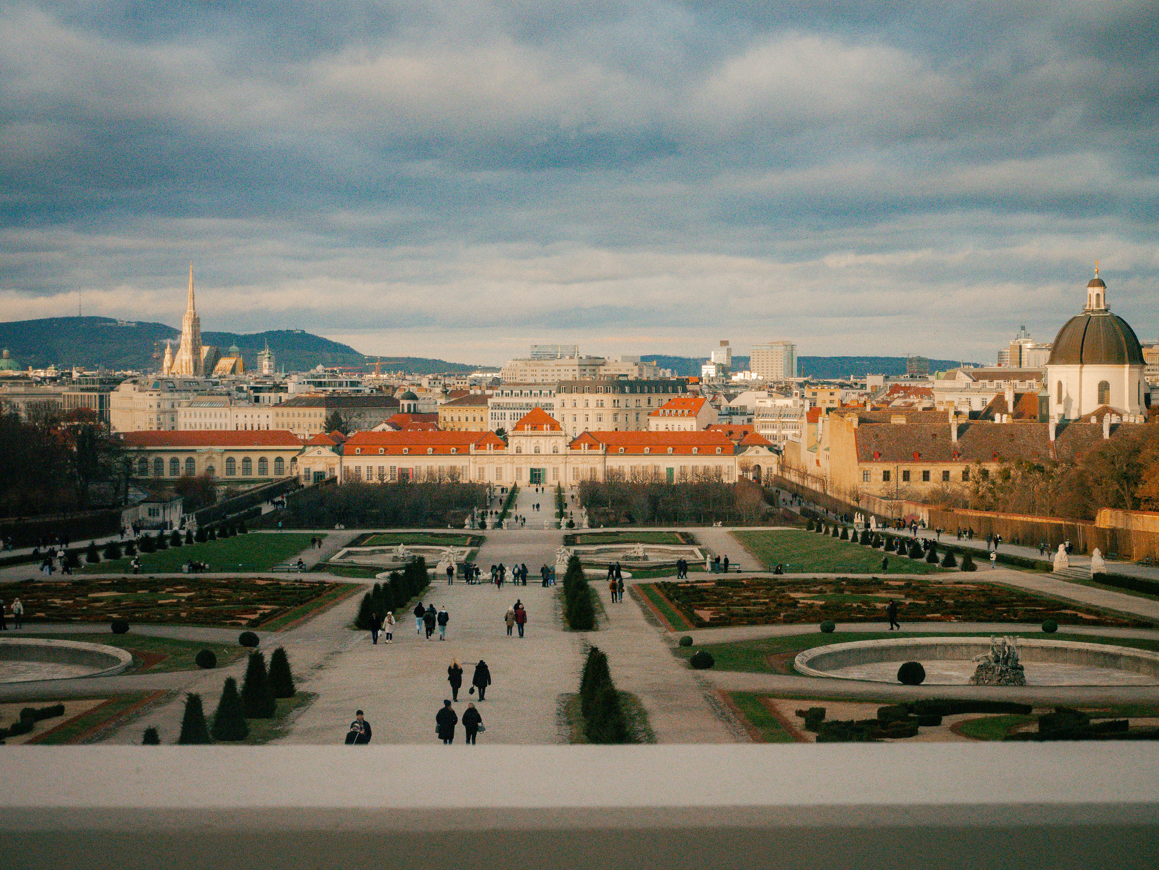 A view of a city from the top of a building