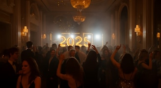 A group of people standing in a room