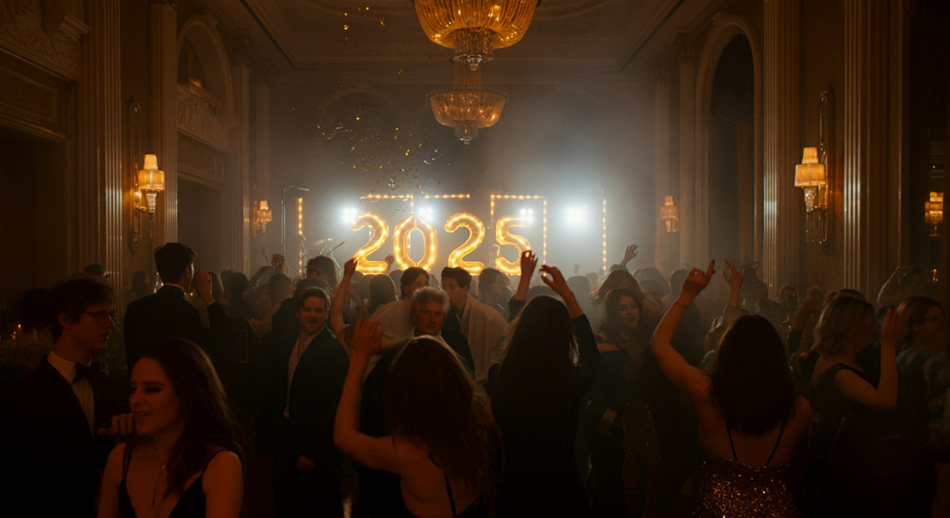 A group of people standing in a room