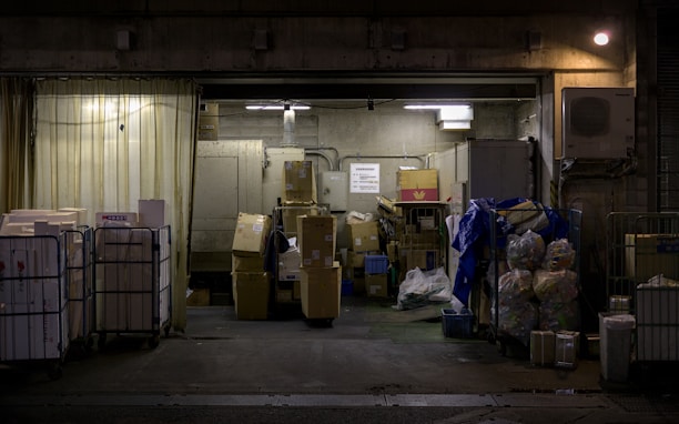 A warehouse filled with lots of boxes and boxes