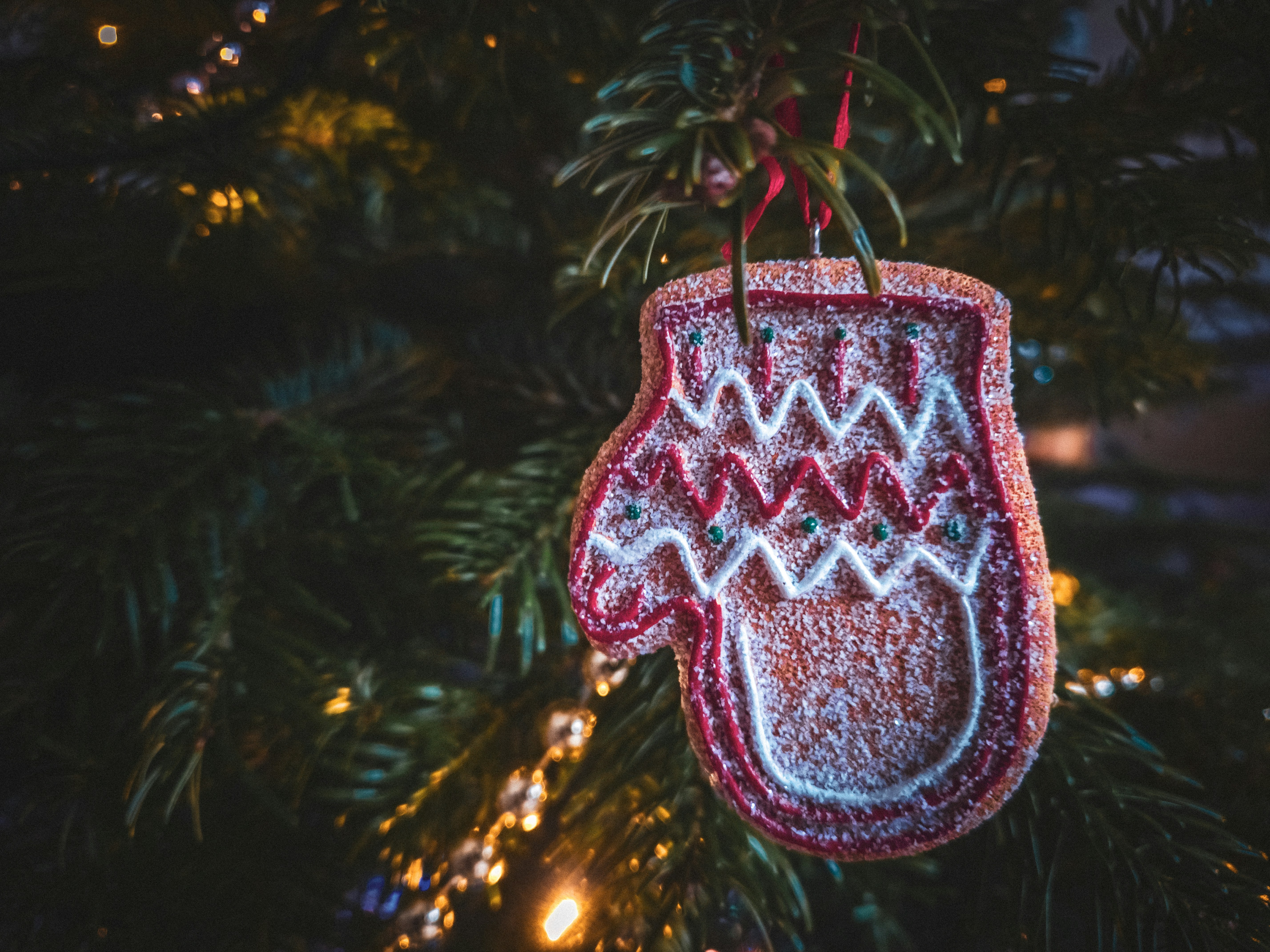 handcrafted wooden ornament hanging on a tree branch showing natural wood grain and a personalized family photo - custom made christmas ornaments