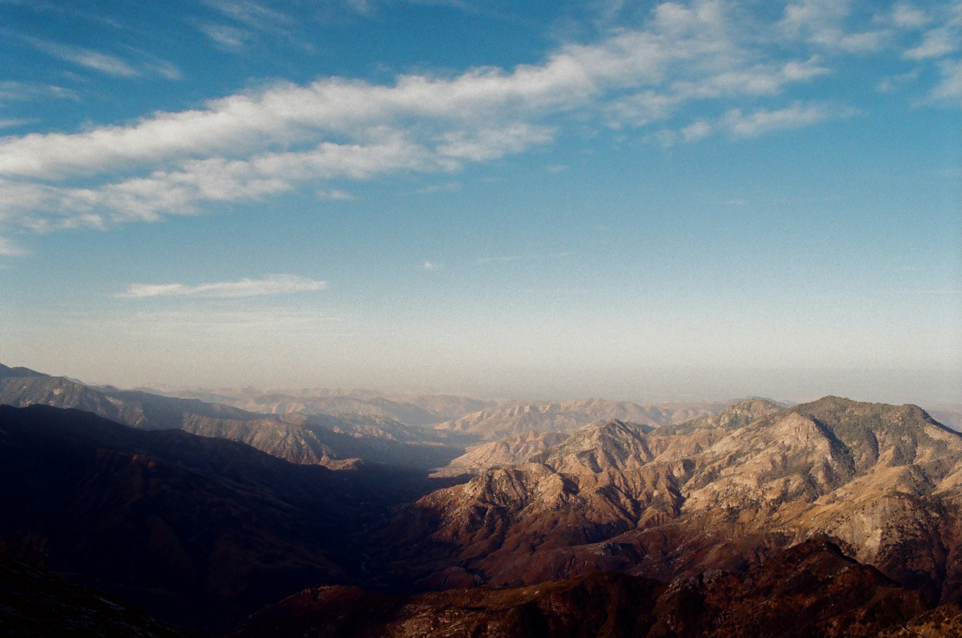 A view of a mountain range from a plane