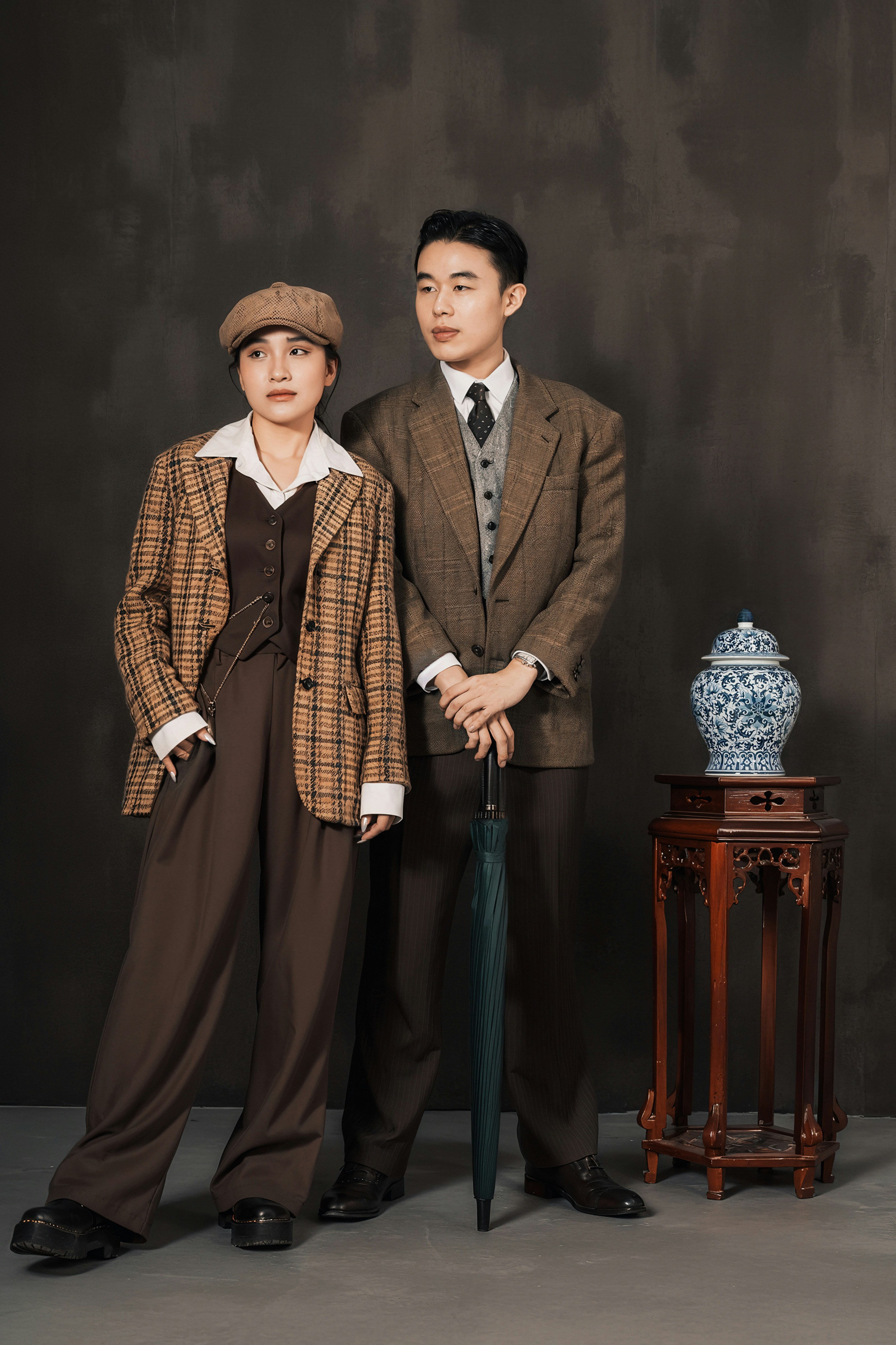 A couple of people standing next to each other