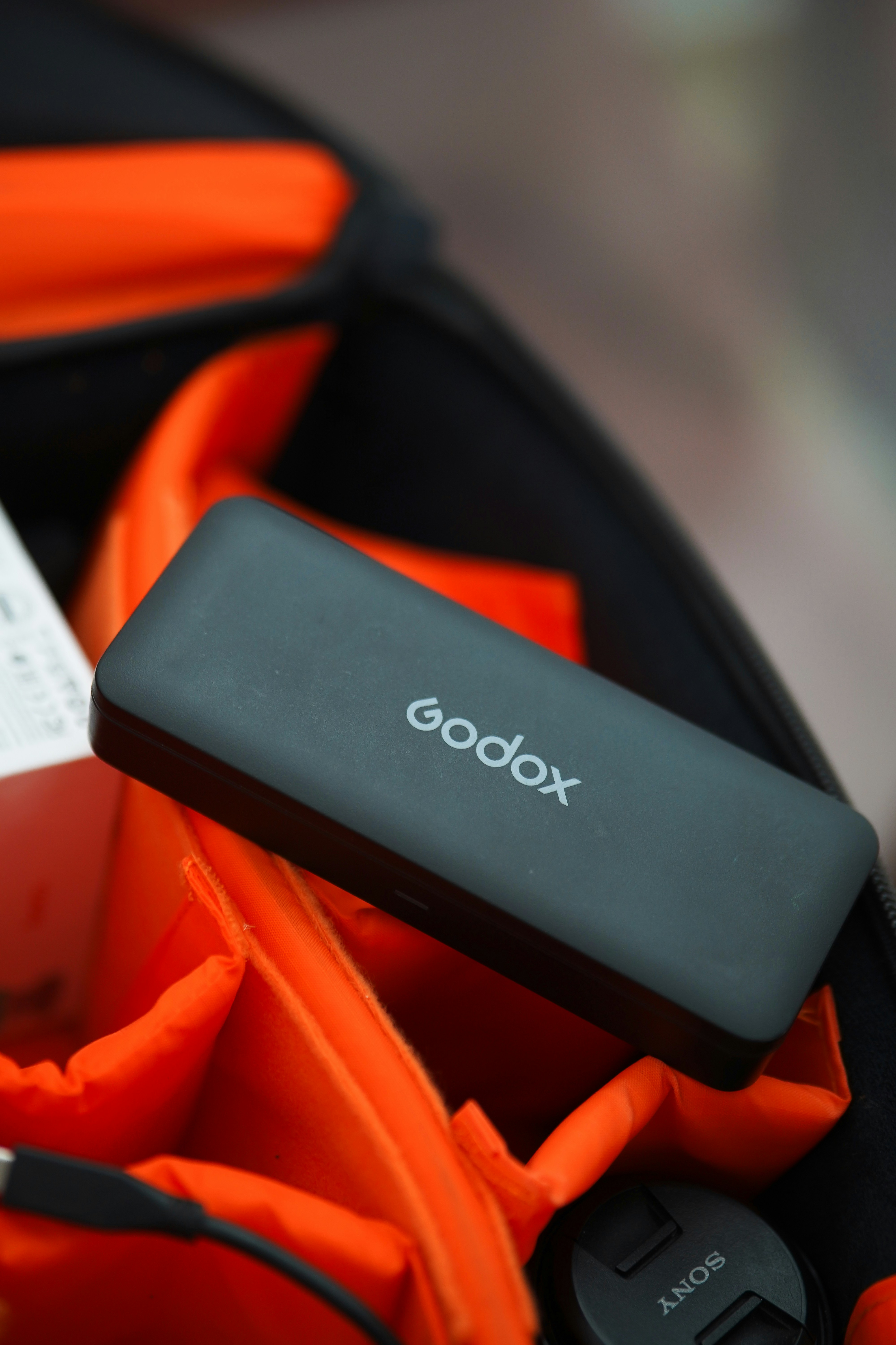 A close up of an electronic device in a bag