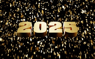 A golden new year's eve with the number 2055 on it