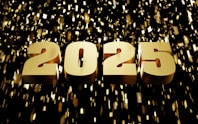 A number of golden numbers on a black background