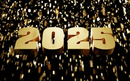 A number of golden numbers on a black background