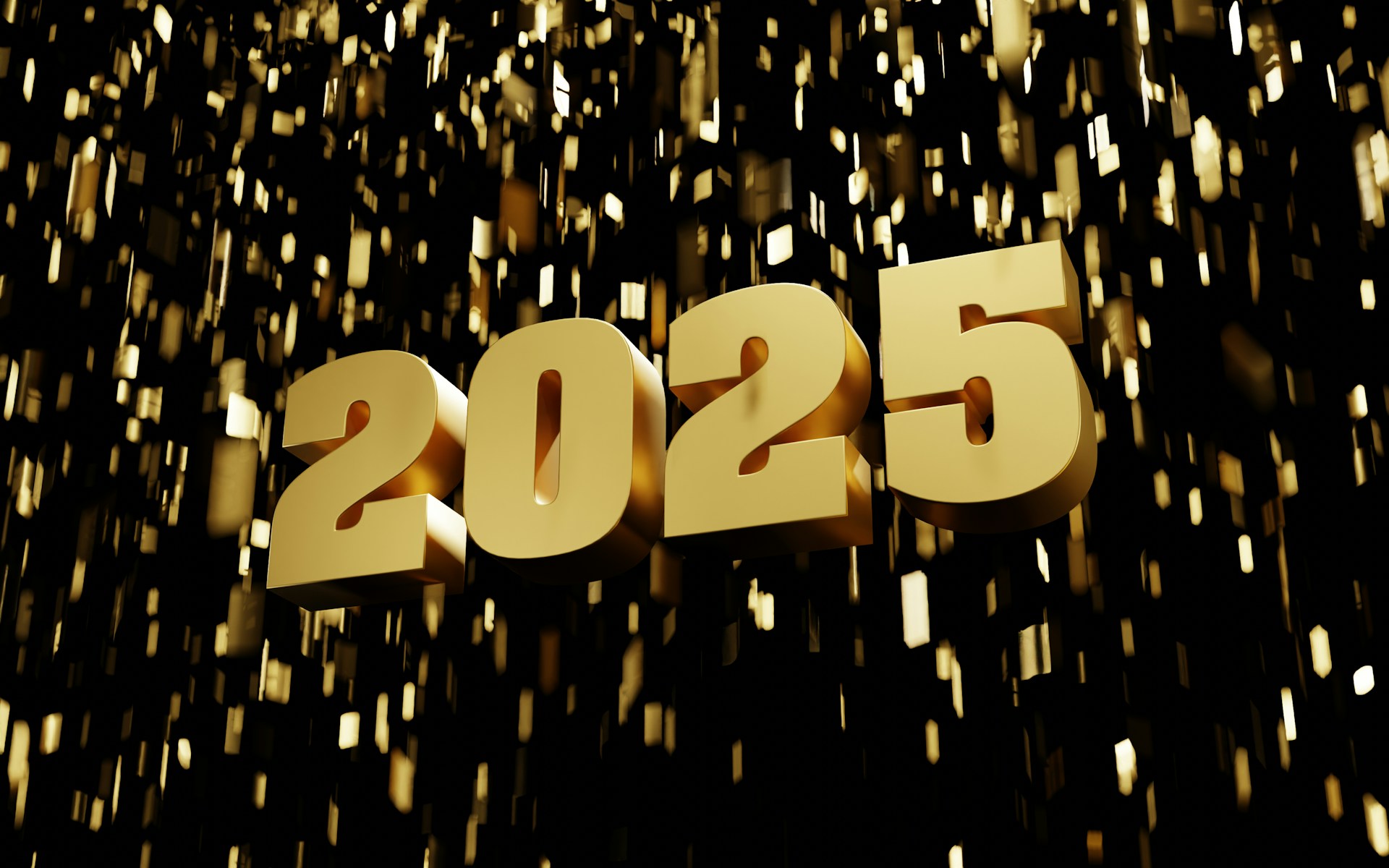 A number of golden numbers on a black background