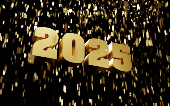 A number of gold numbers on a black background