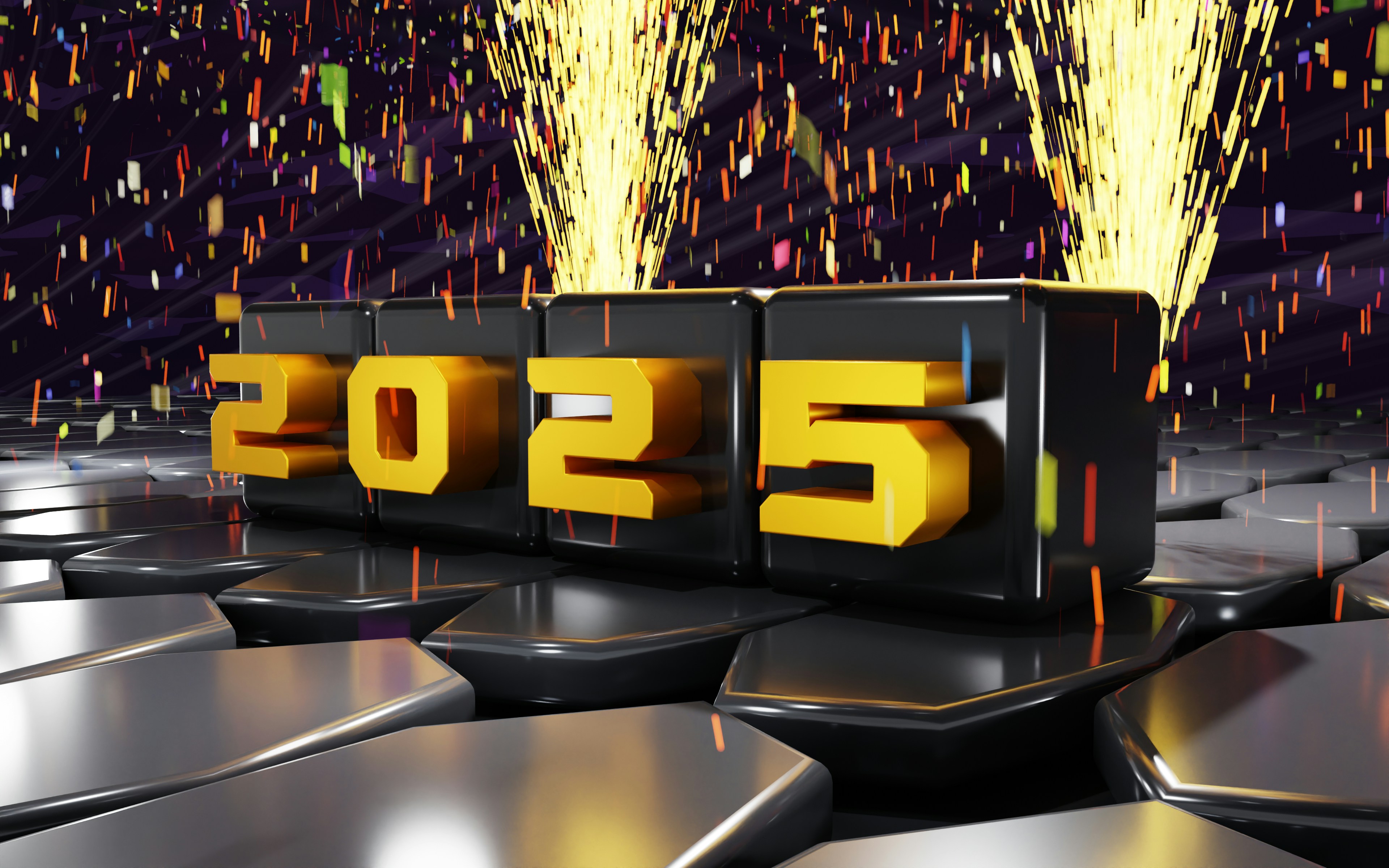 Eine Reihe von Auszeichnungen werden vor einer Bühne gezeigt