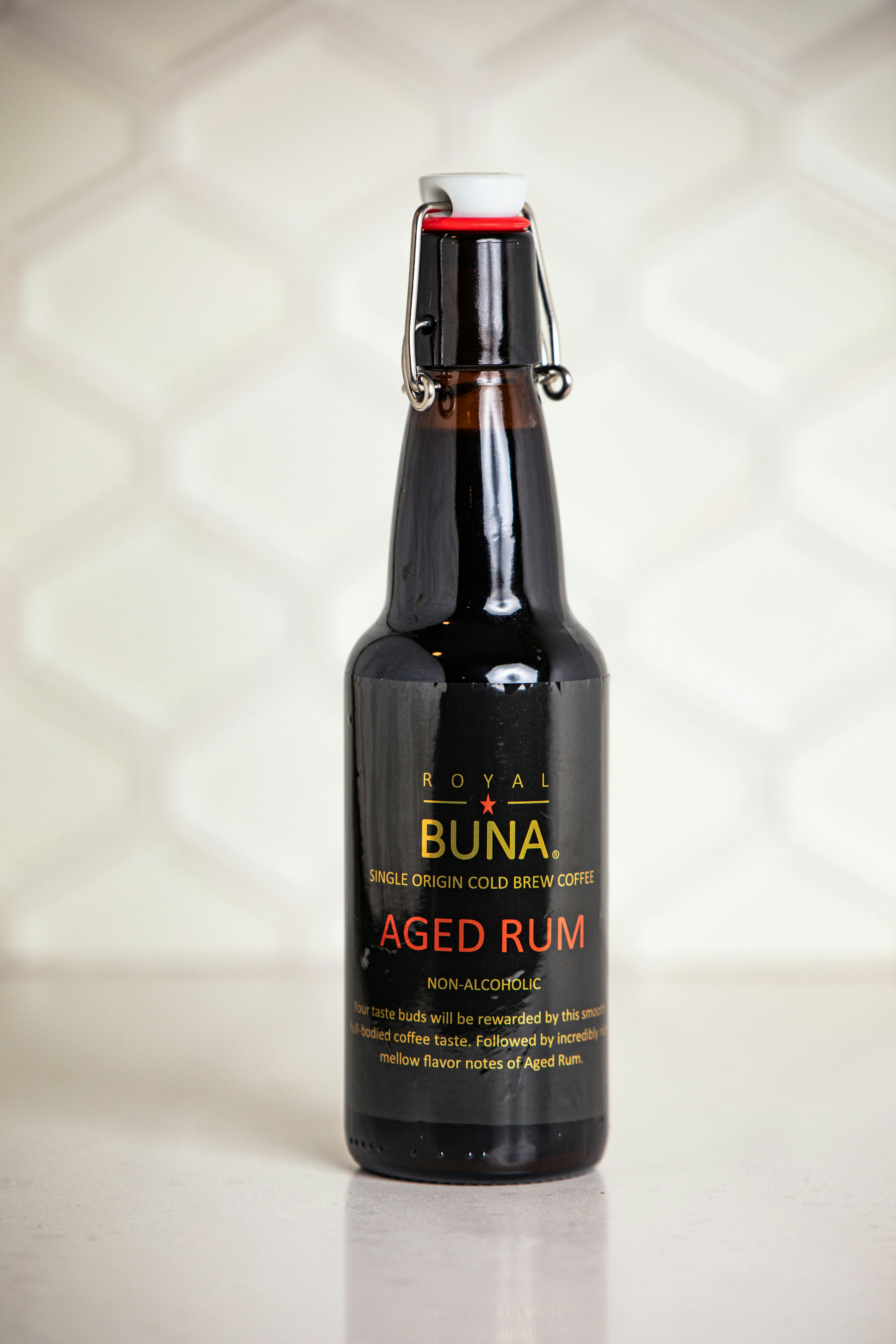 Bottle of bay rum with caution label