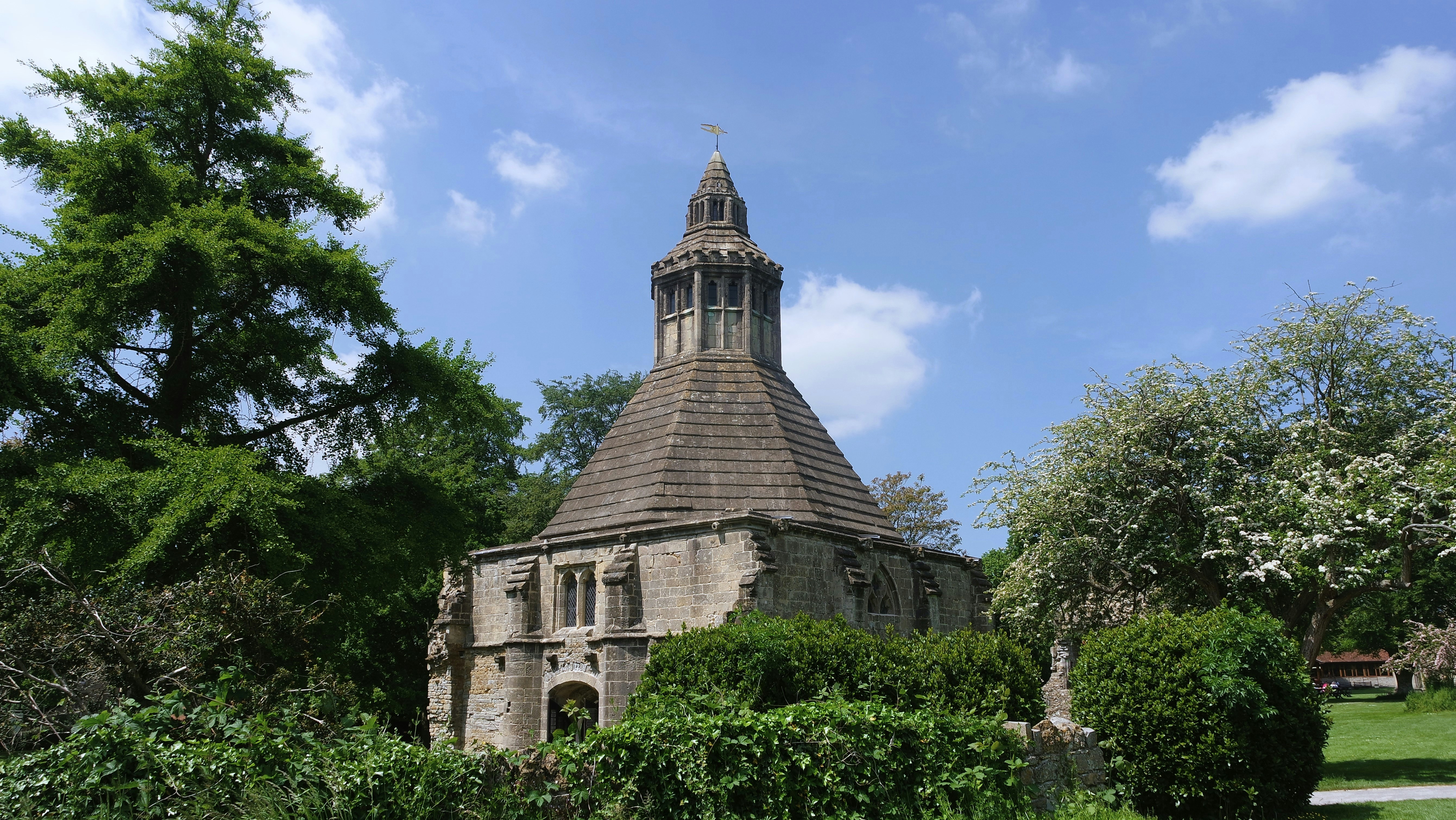A large building with a tower and a clock