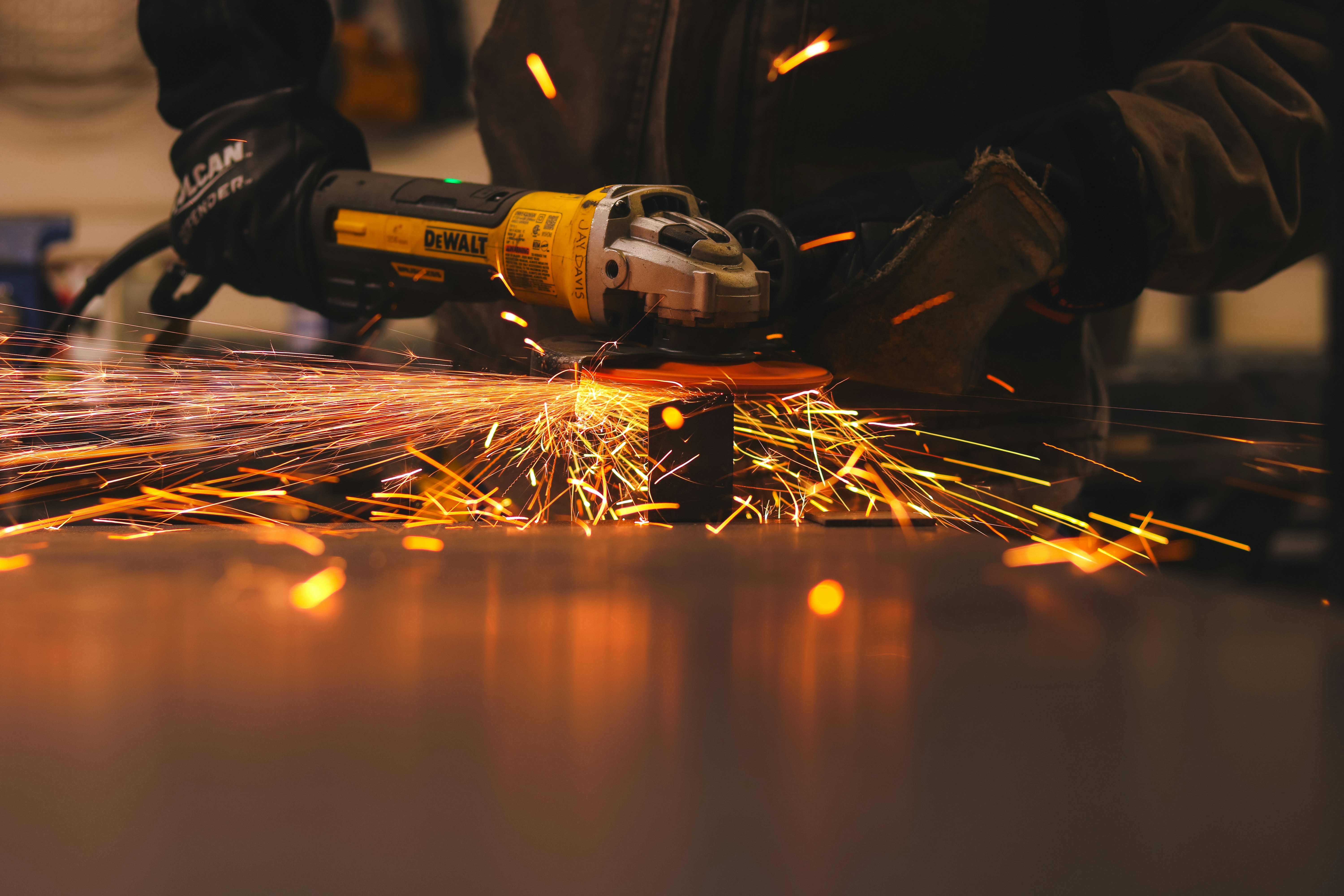 Industrial grinding sparks