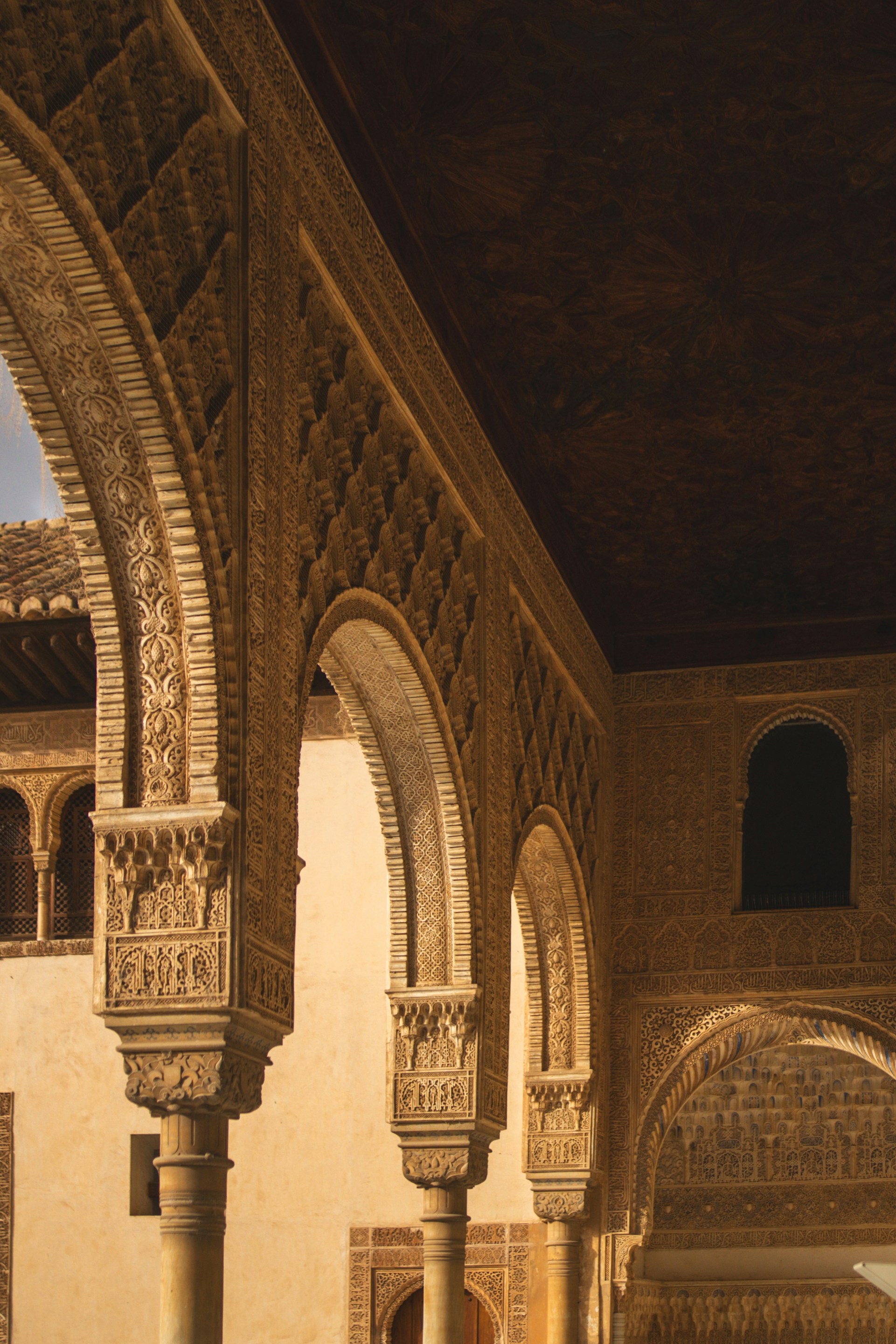 A large building with columns and arches