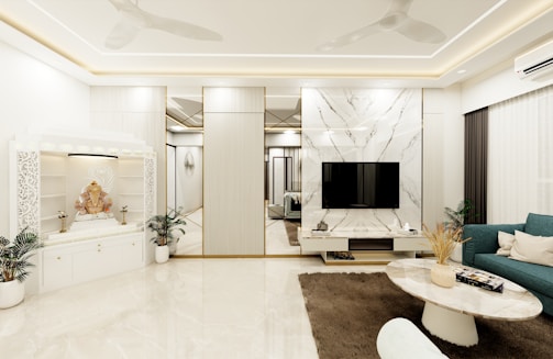 A living room filled with furniture and a flat screen TV