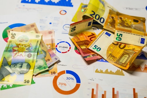 romanian leu and euro on a table