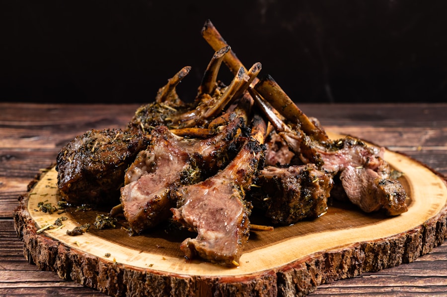Roasted lamb chops plated