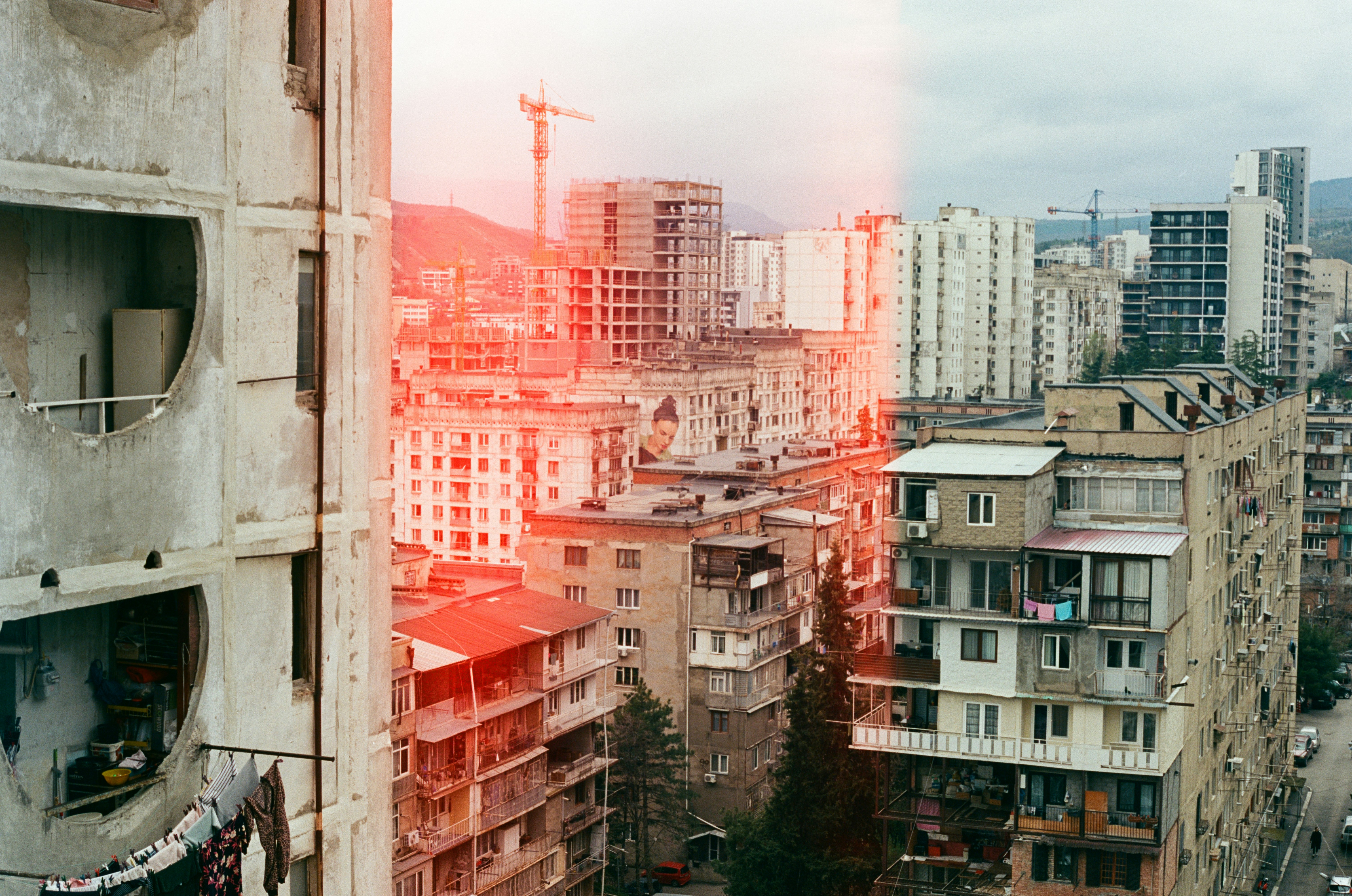 A view of a city from a high rise building
