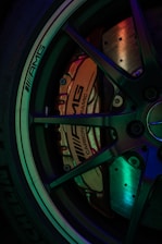 A close up of a tire on a car