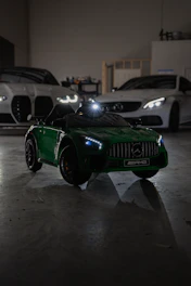 A group of cars parked in a garage