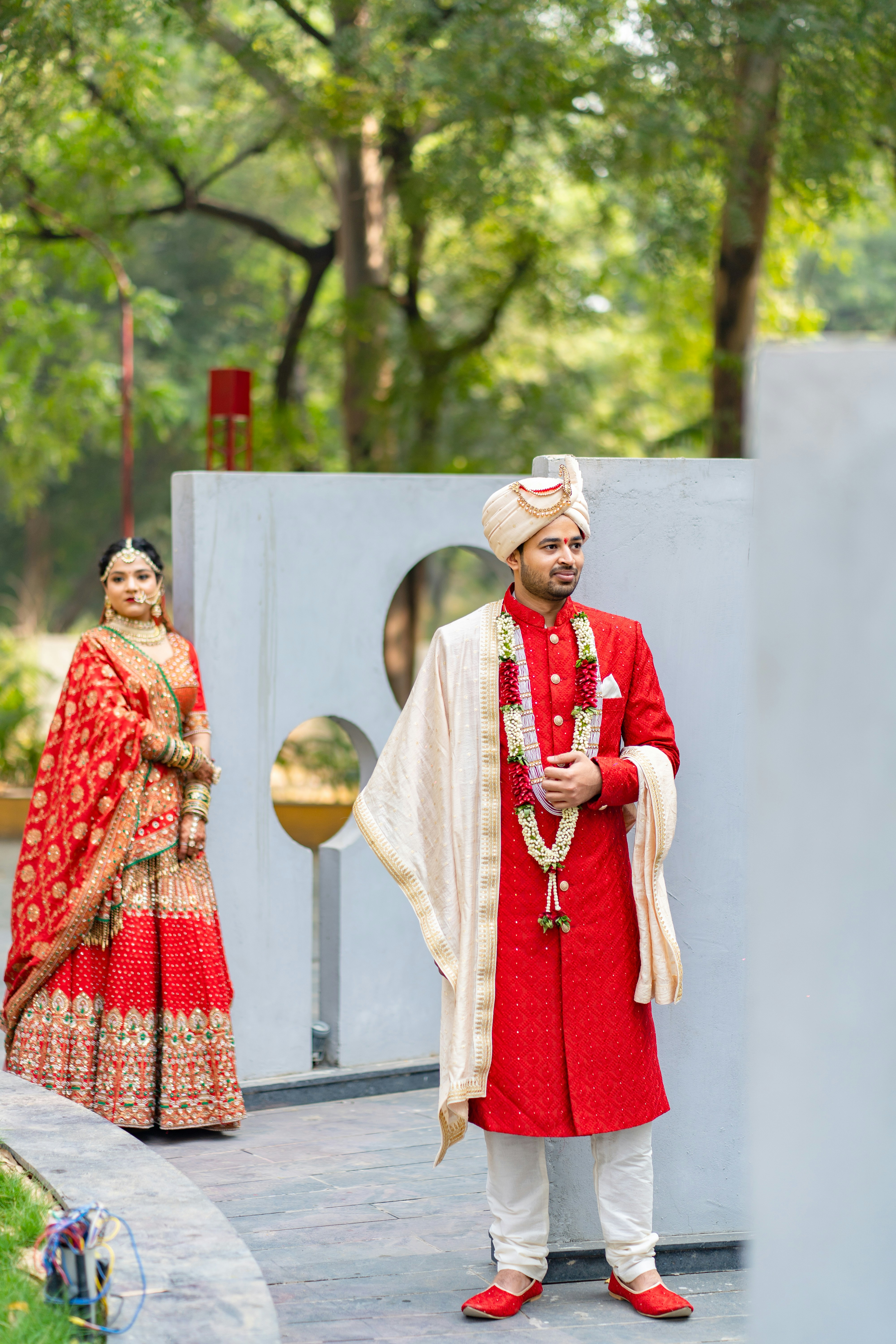 A man and woman dressed in indian attire