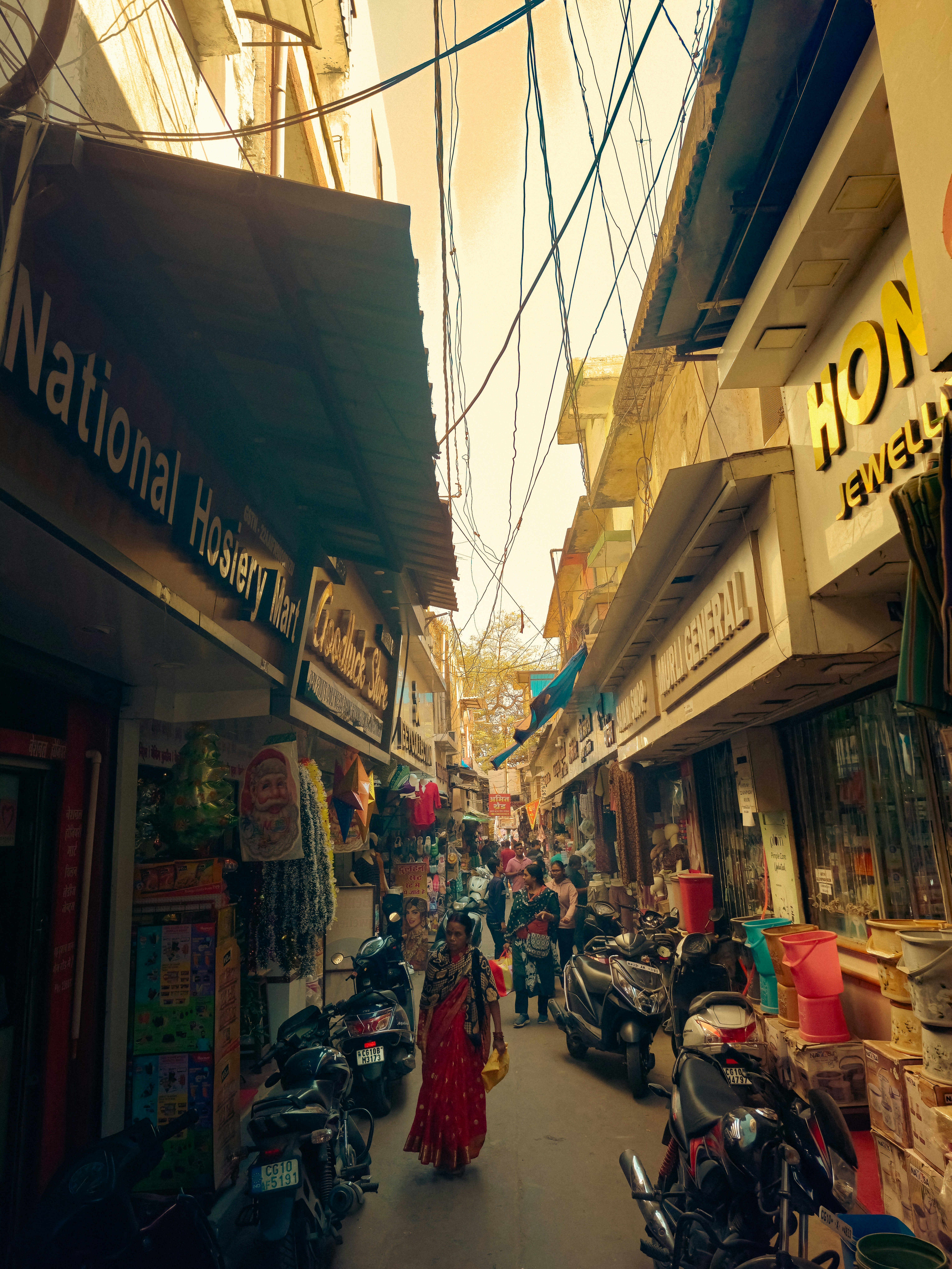 Priya in a colorful sari at a Mumbai street market
