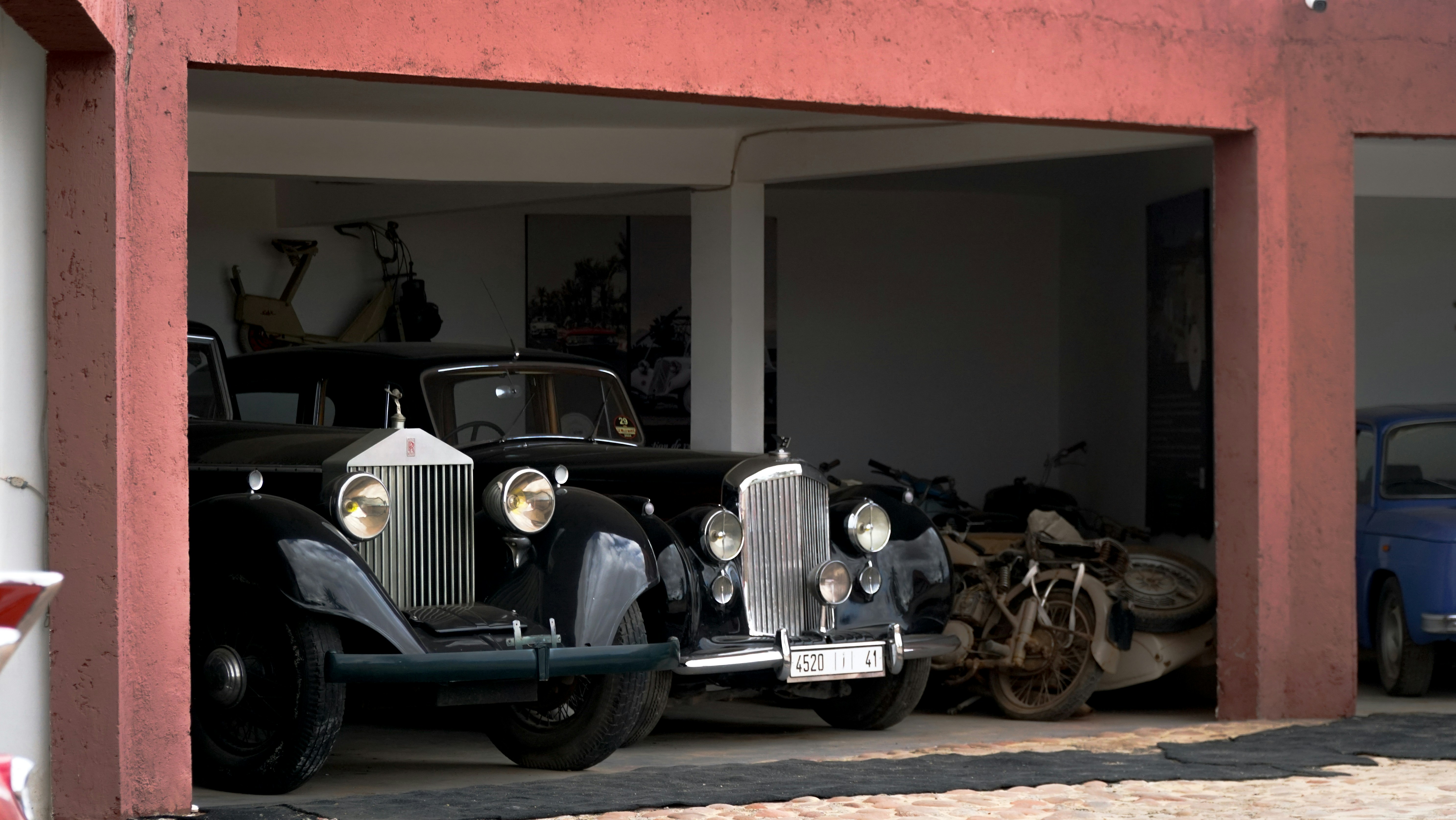 Old cars in garage