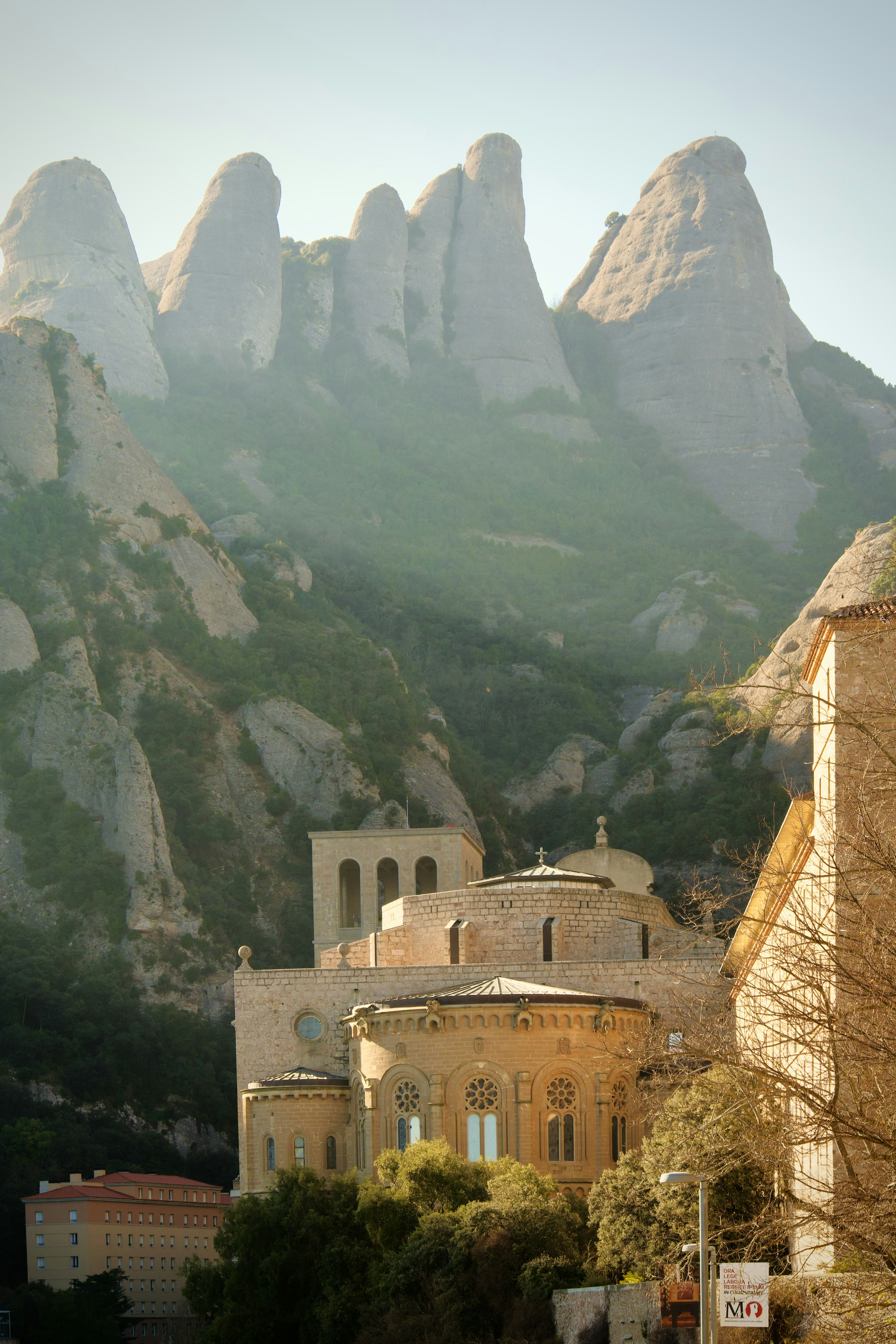 A church in the middle of a mountain range