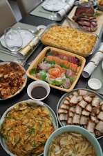A table full of different types of food