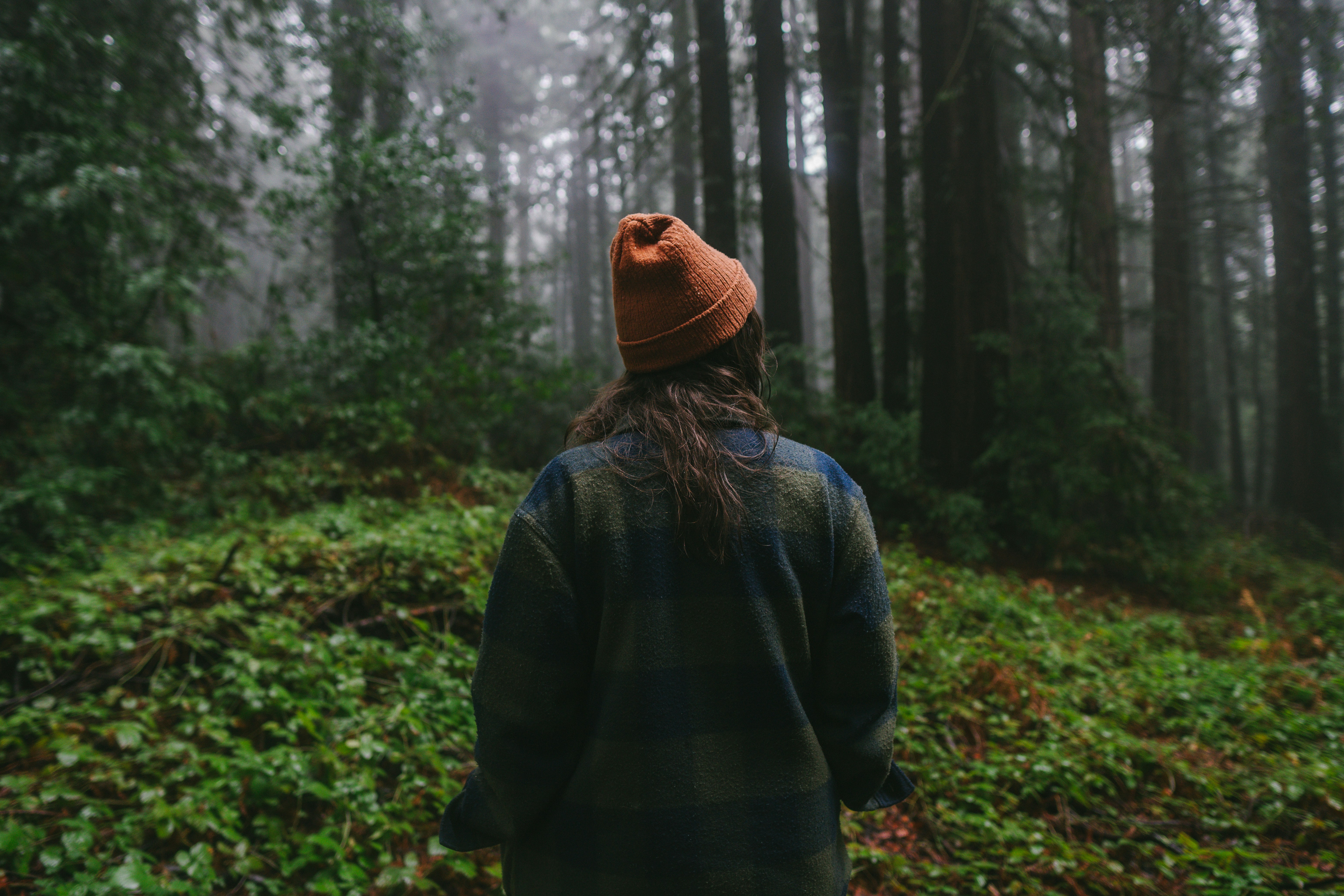 Forest green beanie.