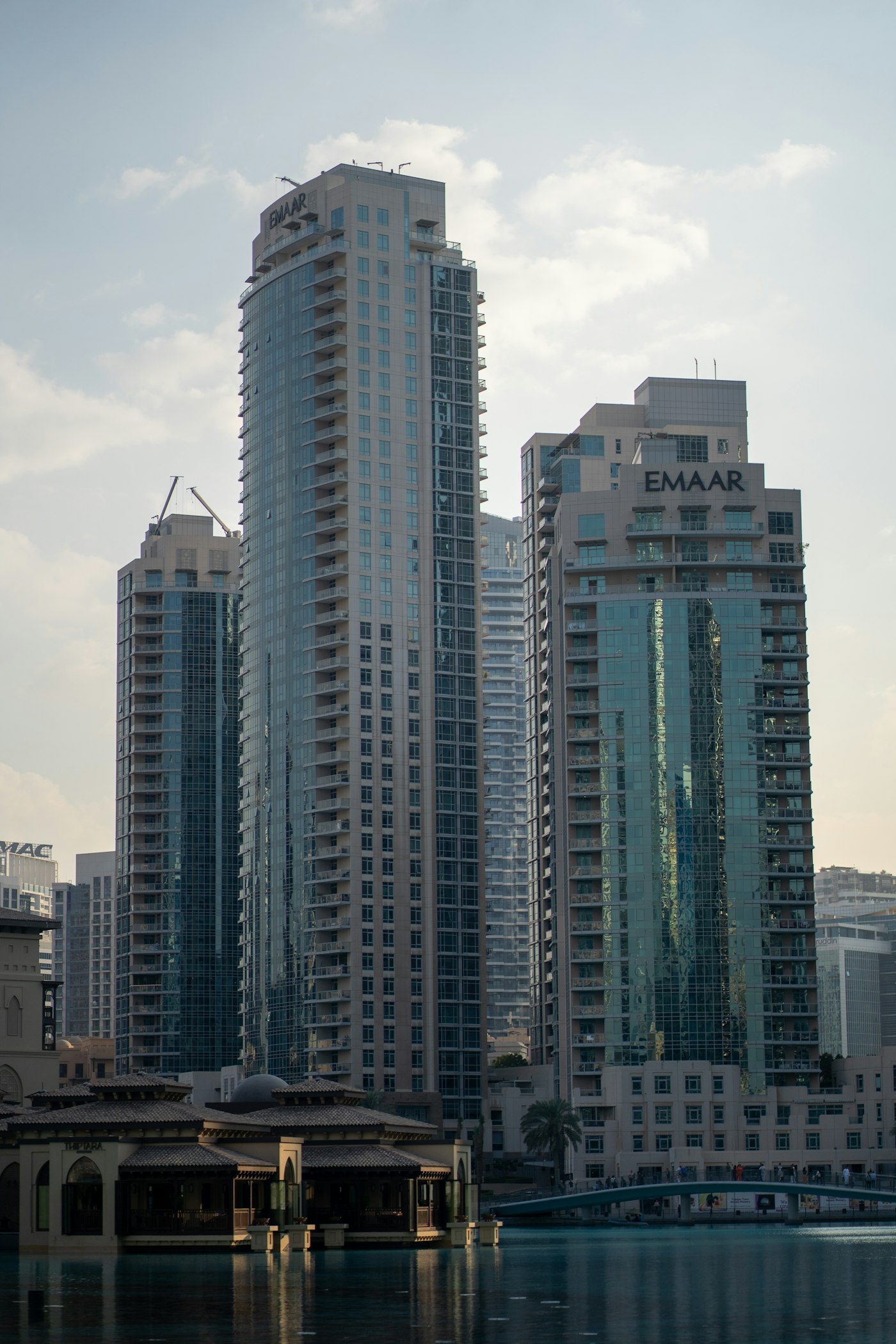 Downtown Dubai skyline at golden hour