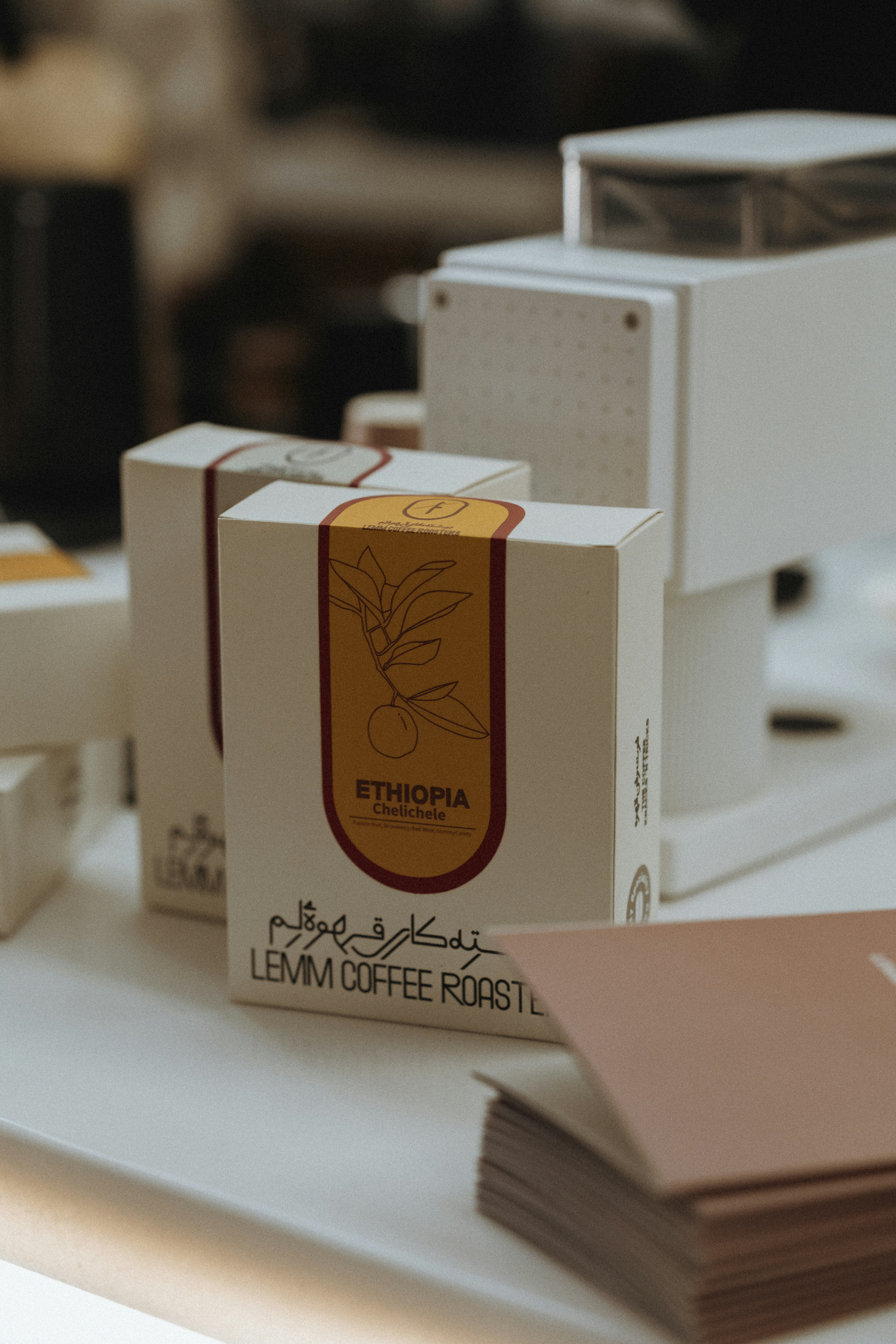 A couple of boxes sitting on top of a table