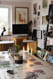 A living room filled with furniture and a flat screen TV