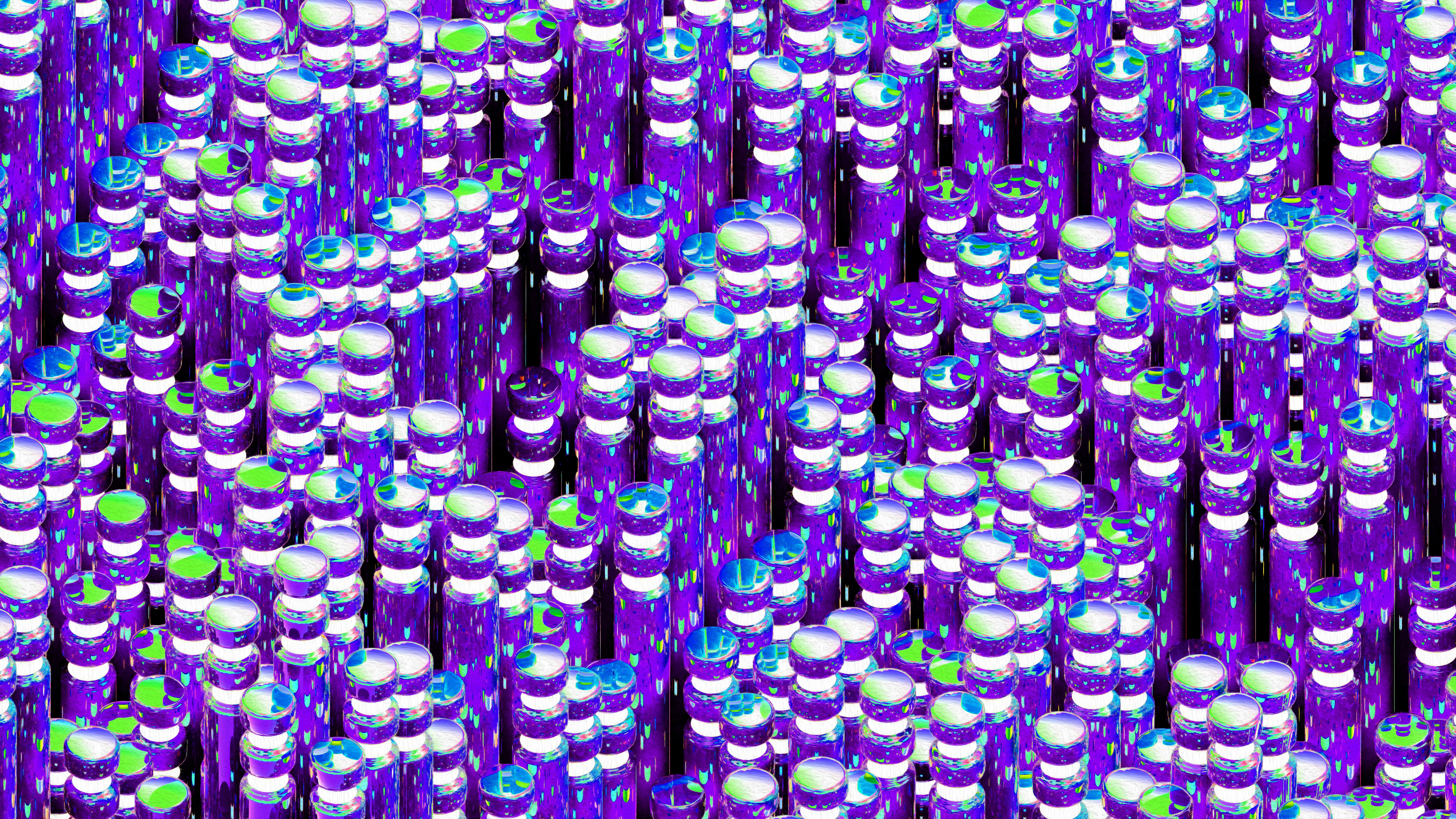 A purple and green background with a lot of bubbles