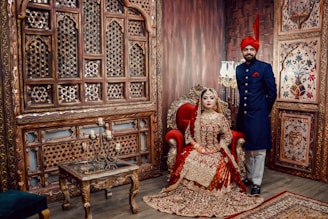 A man and a woman standing in a room